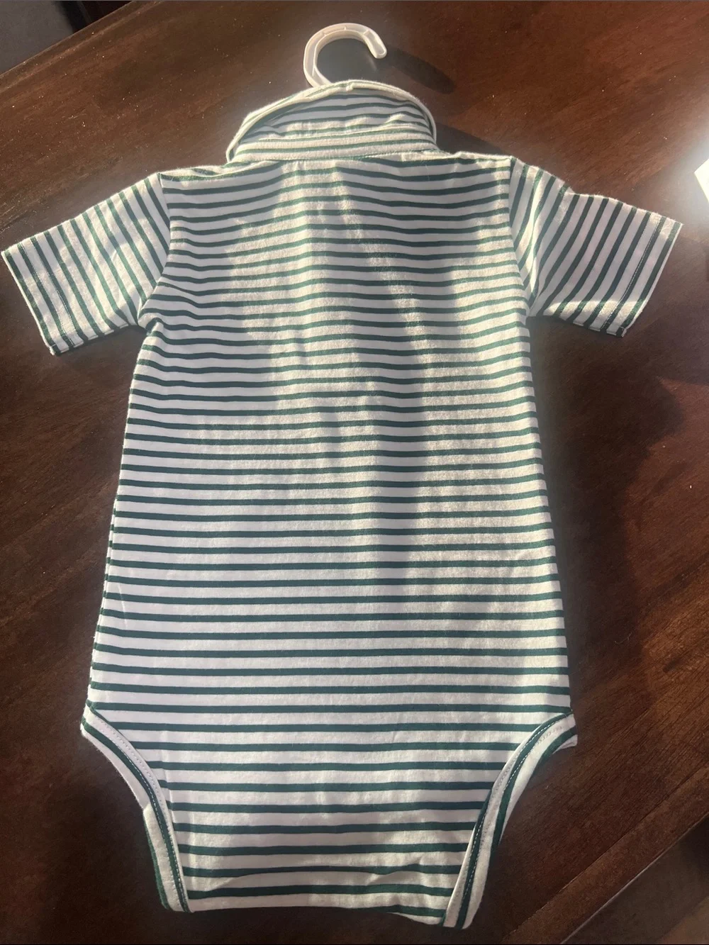Baylor Kids Striped Polo One-Piece in Green and White -